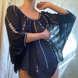 Lucky Brand Sheer Boho Blouse